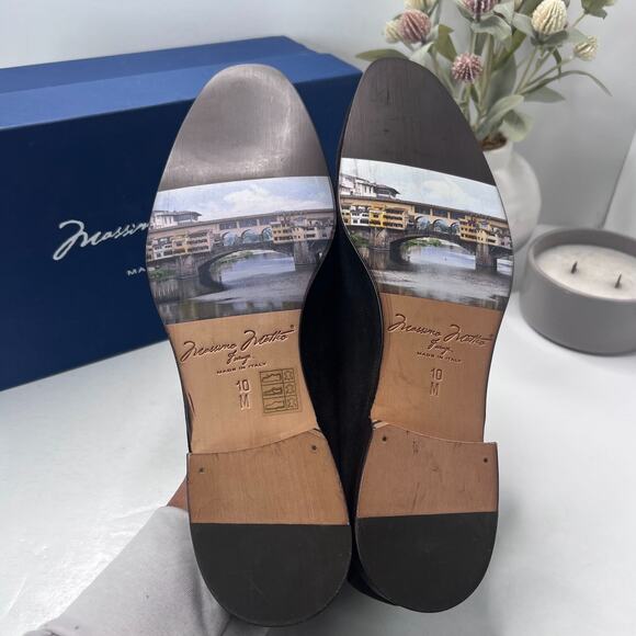 Massimo Matteo Velour Penny Loafers Verdone Black Men 10M Tried On Dress Shoe - Picture 8 of 10